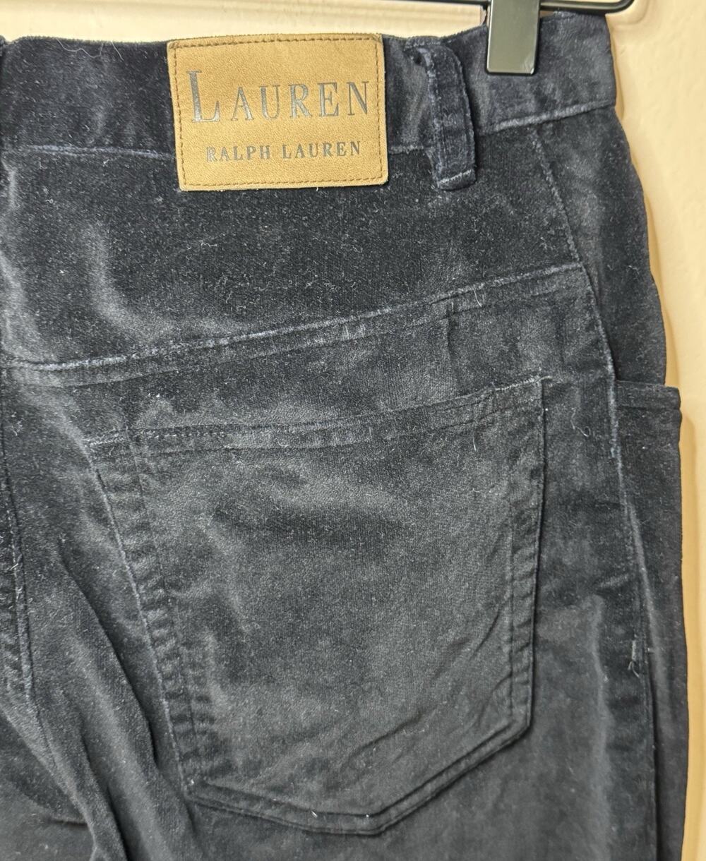 VTG Lauren Ralph Lauren Women's Black Velvet Straight Leg Trousers Pants 6